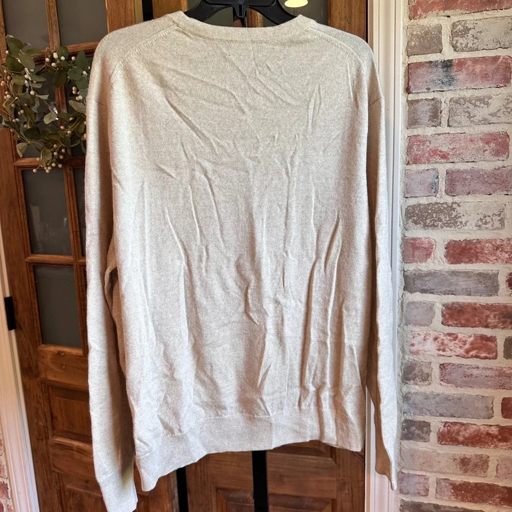 Banana Republic Sweater Mens Cream Merino Wool Crew Neck Long Sleeve XL FLAW